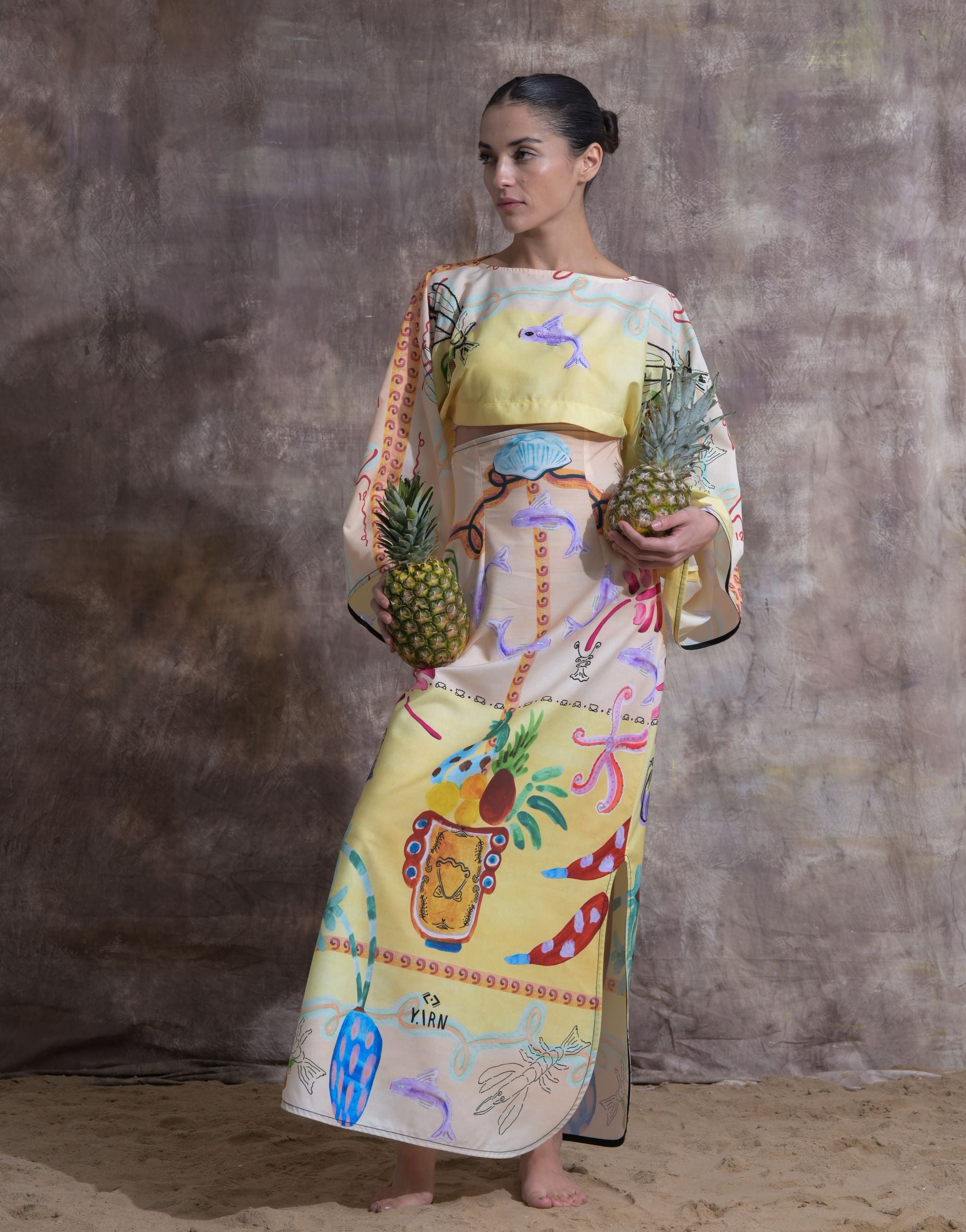 Fitted Sea Print Set - Look 14