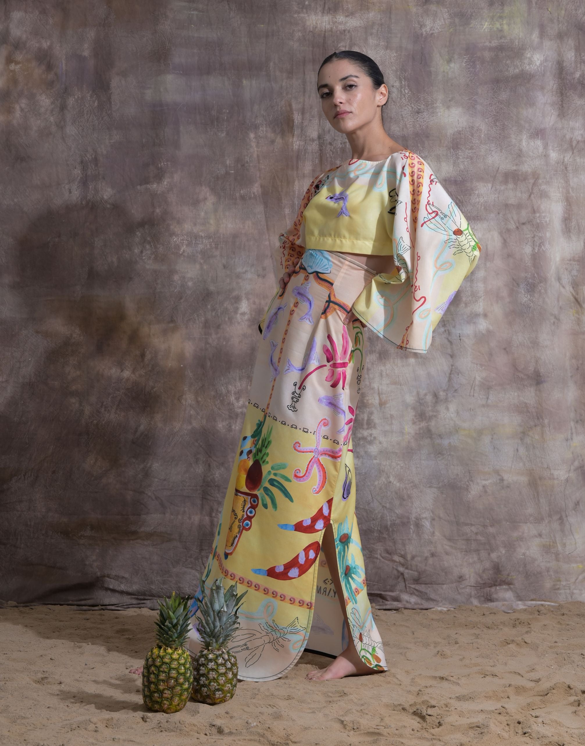 Fitted Sea Print Set - Look 14