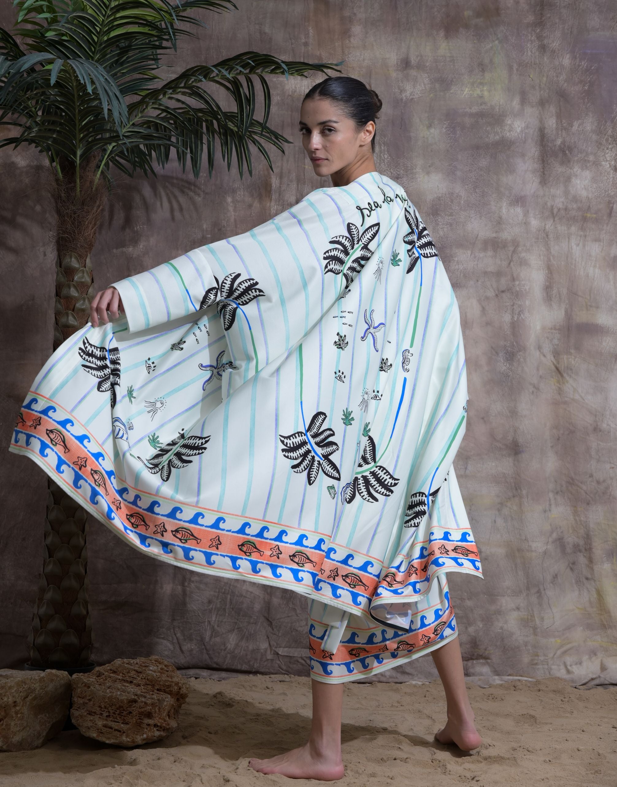 Crepe Print Wrap Set - Look 06